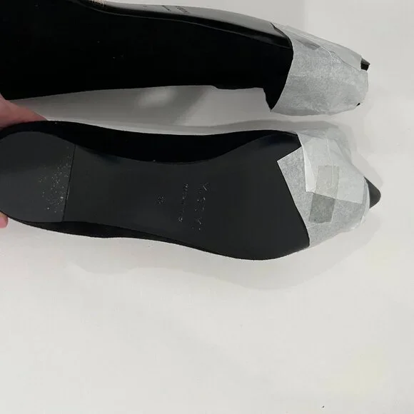 NWOT M.Gemi Pointed Toe Flats with Bow - Black Suede - Size 39 - Picture 4 of 11